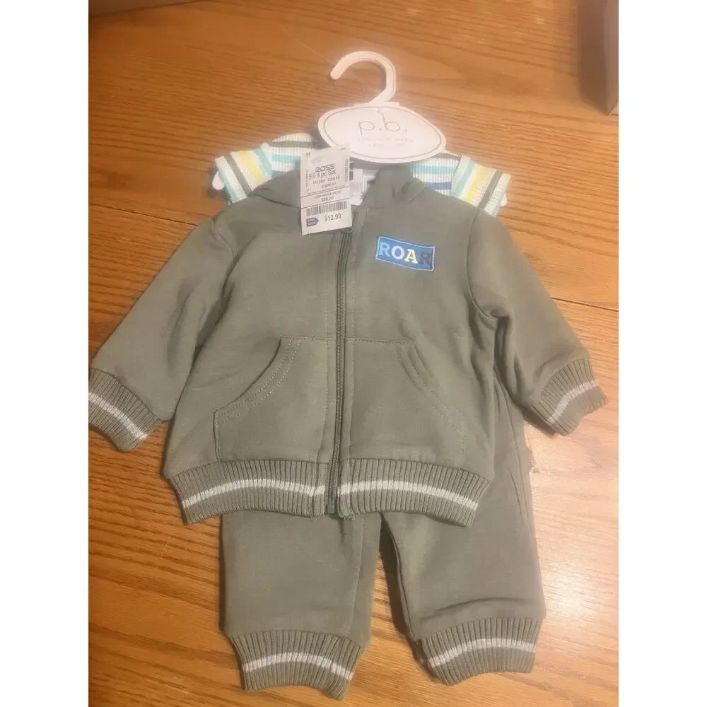 Precious Baby 4 Piece Outfit Set Jacket Top Bottoms Size 0-3 Months